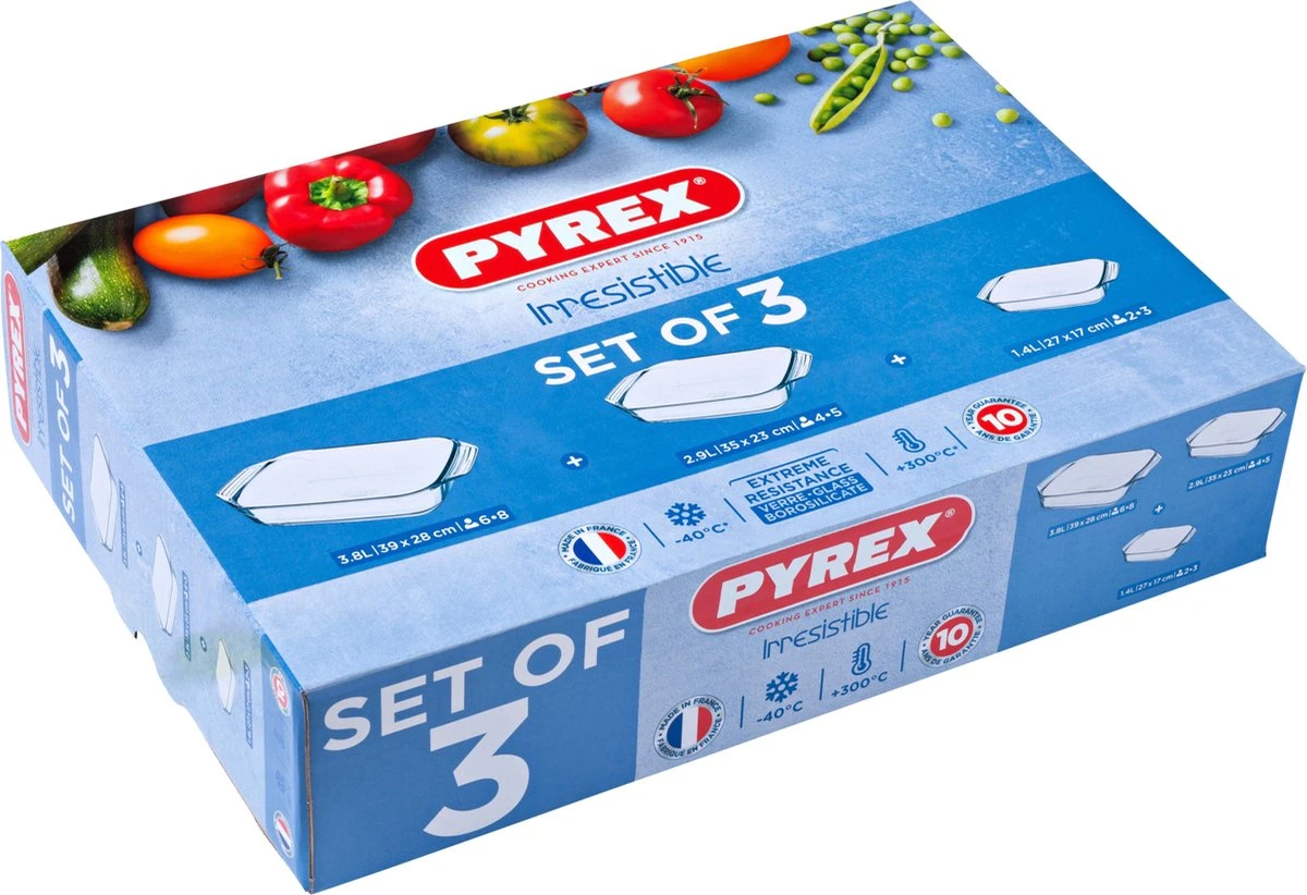 Pyrex Optimum Ovenschalenset 2,1 L - 2,9 L - 3,8 L - 31 X 20 X 6 Cm - 35 X 32 X 6 Cm - 39 X 28 X 7 Cm 9 Pyrex Optimum Ovenschalenset 2,1 L - 2,9 L - 3,8 L - 31 X 20 X 6 Cm - 35 X 32 X 6 Cm - 39 X 28 X 7 Cm - Afbeelding 9