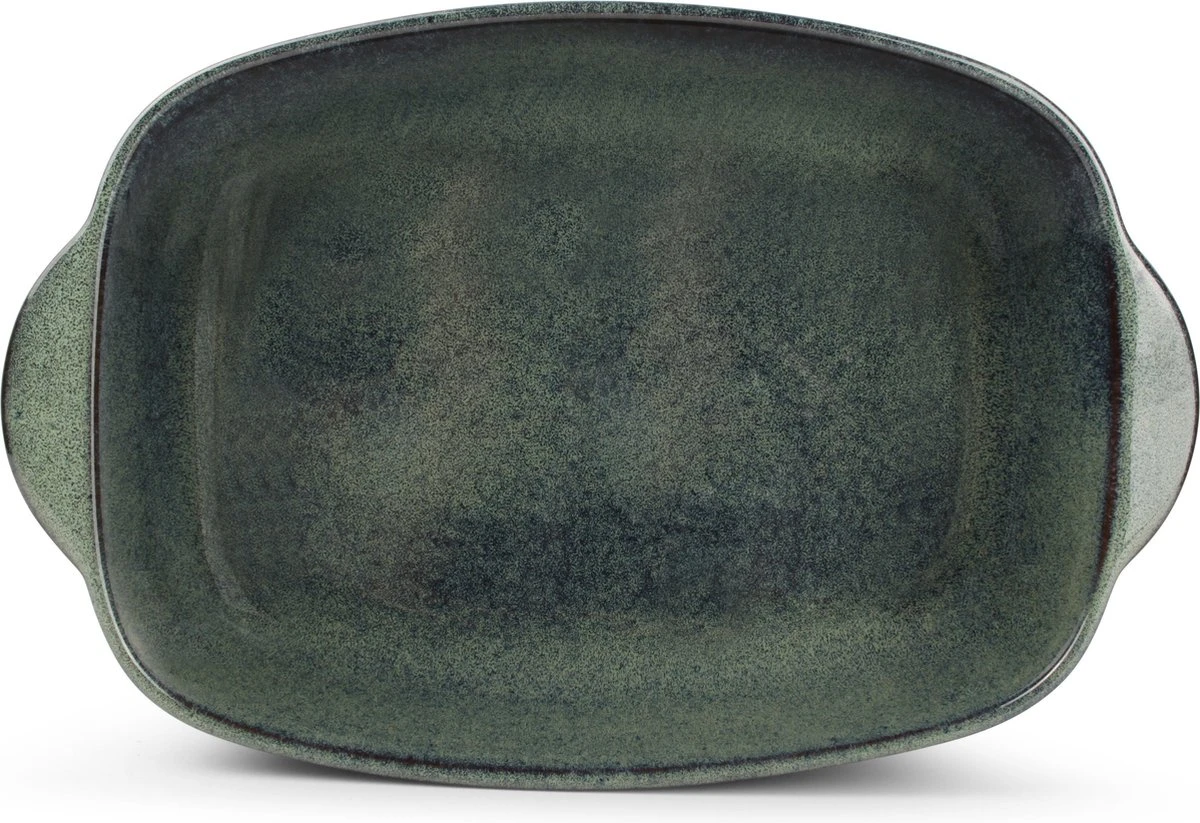Ovenschaal 39/33x25,5xH8,5cm Groen/blauw Meridian 2 Ovenschaal 39/33x25,5xH8,5cm Groen/blauw Meridian - Afbeelding 2