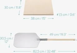 Navaris Pizzasteen XL Voor Oven En Barbecue - Rechthoekige Pizzaplaat 38 X 30 Cm - Inclusief Pizzaschep Met Extra Lang Handvat En Receptenboek -Barbecues Verkoopwinkel 1200x834 1