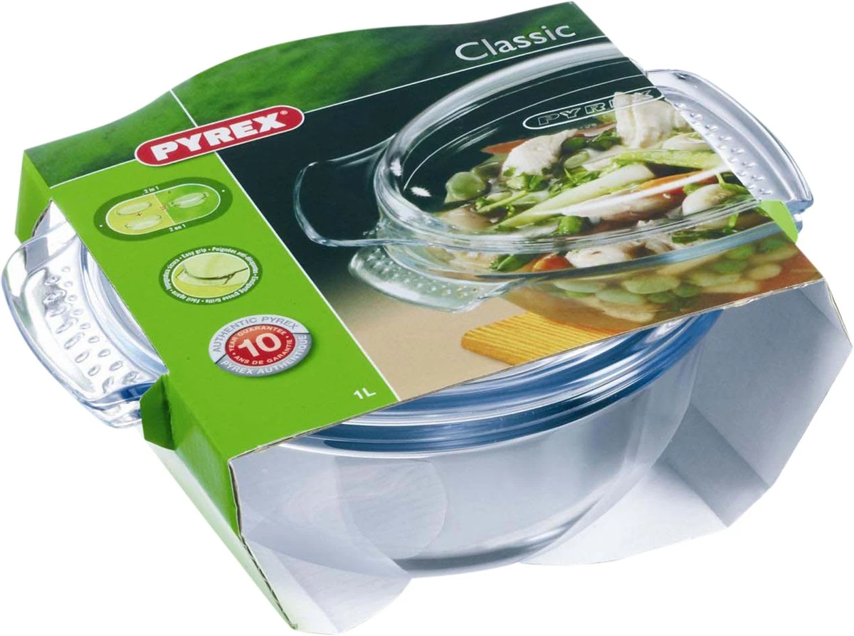 Pyrex Classic Ovenschaal Rond - Inclusief Deksel - Borosilicaatglas - 1,4 Liter - Transparant 2 Pyrex Classic Ovenschaal Rond - Inclusief Deksel - Borosilicaatglas - 1,4 Liter - Transparant - Afbeelding 2