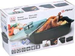Alpina - Braadslede - Braadpan - Met Glazen Deksel - Aromaknop - 5,5 Liter - Zwart -Barbecues Verkoopwinkel 1200x904