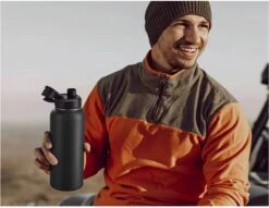 Drinkfles - Onyx Black - 1 Liter - Extra Dop Met Rietje & Drinktuit - Waterfles Met Rietje - Isoleerfles - BPA Vrij - Lekvrij -Barbecues Verkoopwinkel 1200x926