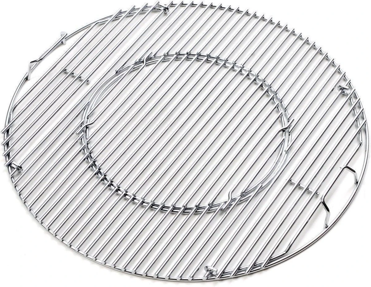BBQ Systeem - Grillrooster Van RVS Voor 57 CM Kettle BBQ's (o.a. Geschikt Voor Weber) 1 BBQ Systeem - Grillrooster Van RVS Voor 57 CM Kettle BBQ's (o.a. Geschikt Voor Weber)