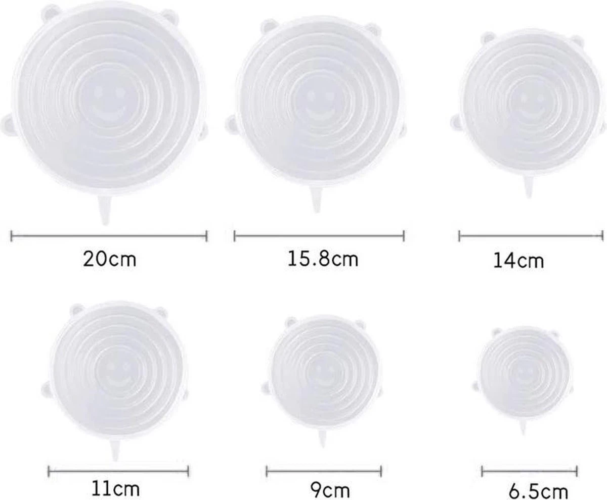 Merkloos 6 Flexibele Siliconen Vershouddeksels - Afsluitdeksels Herbruikbaar - Food Covers - Rekbaar - Vershoudfolie - Voedsel Lang Vers Houden - Vaatwasser Bestendig - Deksel Voor Kommetjes En Bakjes - Stretch - Blauw - Universeel 2 Merkloos 6 Flexibele Siliconen Vershouddeksels - Afsluitdeksels Herbruikbaar - Food Covers - Rekbaar - Vershoudfolie - Voedsel Lang Vers Houden - Vaatwasser Bestendig - Deksel Voor Kommetjes En Bakjes - Stretch - Blauw - Universeel - Afbeelding 2