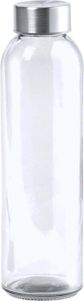 Waterfles/drinkfles - Glas - Transparant - Met RVS Dop - 500 Ml - Sportfles - Bidon 1 Waterfles/drinkfles - Glas - Transparant - Met RVS Dop - 500 Ml - Sportfles - Bidon