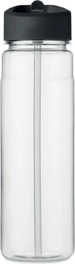 Merkloos Drinkfles Met Rietje - Waterfles - Drinkfles Volwassenen - Flip-top Deksel - RPET - Polypropyleen - 650ML - Zwart -Barbecues Verkoopwinkel 342x1200