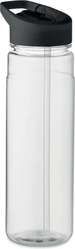 Merkloos Drinkfles Met Rietje - Waterfles - Drinkfles Volwassenen - Flip-top Deksel - RPET - Polypropyleen - 650ML - Zwart -Barbecues Verkoopwinkel 363x1200