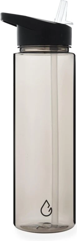 Wattamula - Milieuvriendelijke Waterfles Met Rietje - 700 ML - Taupe Transparant - Drinkfles