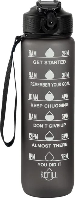 Personal Connected Motivatie Waterfles | Motiverende Drinkfles Met Tijdmarkering | Drinkbeker Met Rietje | Bidon Volwassenen | 1 Liter