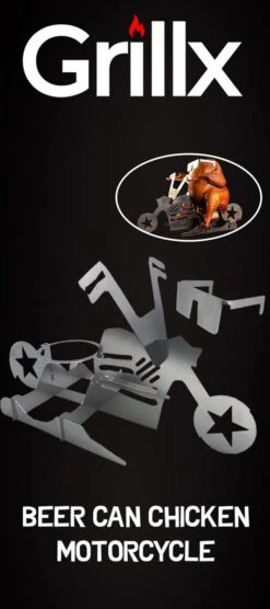 GrillX Beer Can Chicken Houder - Kiphouder Motorcycle - BBQ Accesoires - Bierkip - Barbeque Gereedschap - Chicken Sitter -Barbecues Verkoopwinkel 533x1200