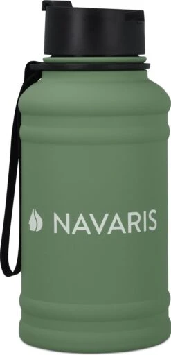 Navaris Fitness Drinkfles 1,3 Liter - Lichte Waterfles Van Roestvrij Staal Groen - Grote Waterfles RVS Voor Sport, Fitness, Yoga En Kamperen -Barbecues Verkoopwinkel 579x1200 2