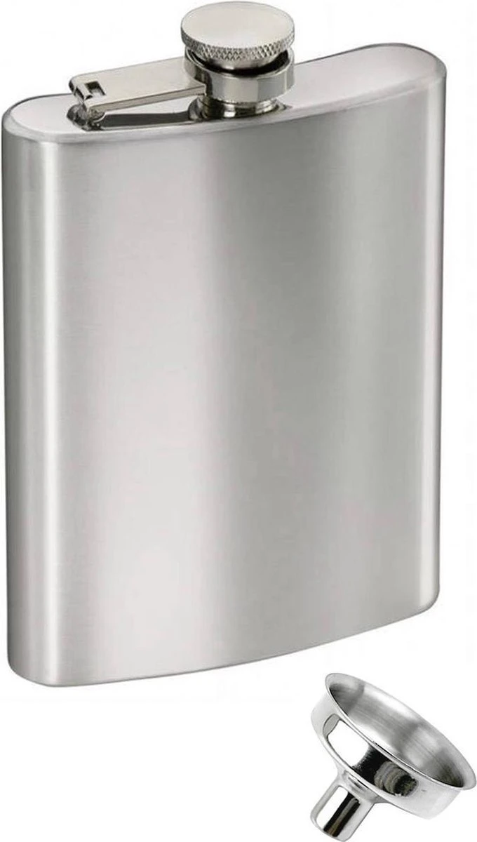 Platvink Klein 118 Ml Met Trechter - 4oz RVS Flacon Zakflesje Whisky 2 Platvink Klein 118 Ml Met Trechter - 4oz RVS Flacon Zakflesje Whisky - Afbeelding 2