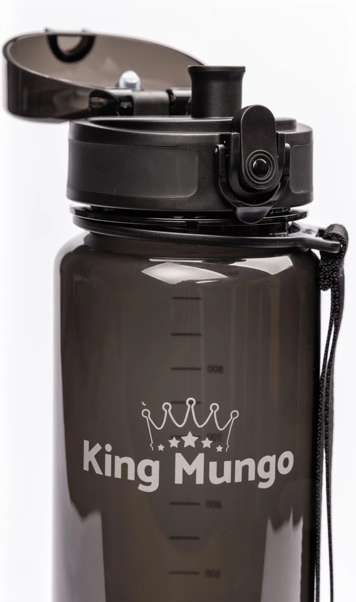 1 Liter Drinkfles - Vaatwasserbestendig - Sport Bidon Drinkbus King Mungo 1000ml Zwart 6 1 Liter Drinkfles - Vaatwasserbestendig - Sport Bidon Drinkbus King Mungo 1000ml Zwart - Afbeelding 6