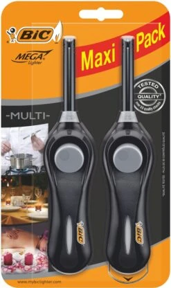 BIC Multifuntionele Aansteker Megalighter Voor Oa BBQ En Kaarsen - 2 Stuks - Lange Aanstekers - Kindveilig