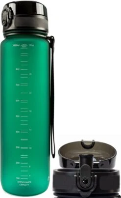 Drinkfles 1 Liter Volwassenen - Sport Bidon Drinkbus 1000ml - Donkergroen - King Mungo KMDF020