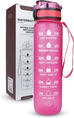 Nimma® Motivatie Waterfles - 1 Liter Drinkfles - Met Tijdmarkeringen En Fruitfilter - Roze -Barbecues Verkoopwinkel 757x1200 4