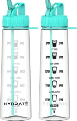 HYDRATE 900ml Drinkfles Met Tijdmarkeringen - Sport Waterfles Met Rietje, BPA-vrije Drinkfles Rietje Gemaakt Van Tritan Ideaal Voor Sportschool, Kantoor, Wandelen, Fitness, Sportfles (Mint Groen) -Barbecues Verkoopwinkel 766x1200 5