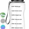 Migliore Waterfles - Luxe Drinkfles Met Rietje - 2 Liter - Water Bottle - Motivatie Waterfles Met Tijdmarkeringen - Grote - Gallon