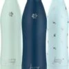 Juicy Blossom Drinkfles - 500ml - Stainless Steel Bottle - Roestvrij Staal - Waterfles - Drinkbus - Thermosfles (Nachtblauw)