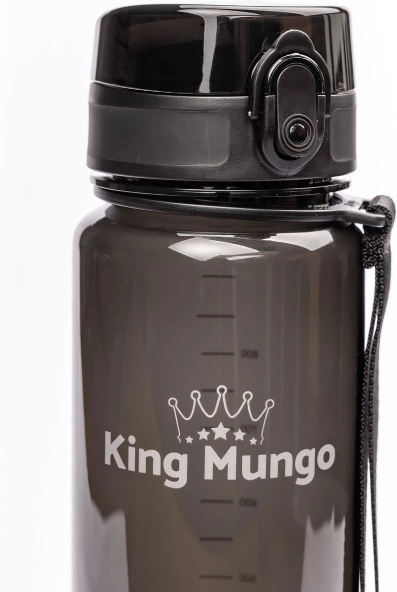 1 Liter Drinkfles - Vaatwasserbestendig - Sport Bidon Drinkbus King Mungo 1000ml Zwart 2 1 Liter Drinkfles - Vaatwasserbestendig - Sport Bidon Drinkbus King Mungo 1000ml Zwart - Afbeelding 2