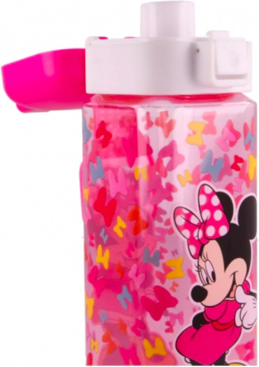 Star Minnie Mouse 3 Vak Broodtrommel + Grote Tritan Vierkante Drinkfles Met Slot 550ml 3 Star Minnie Mouse 3 Vak Broodtrommel + Grote Tritan Vierkante Drinkfles Met Slot 550ml - Afbeelding 3