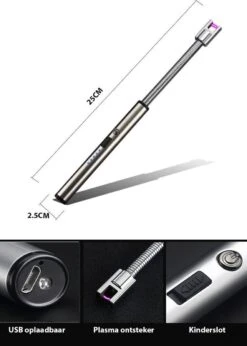 Oplaadbare Lange Elektrische Aansteker Buigbaar - Buigbare Aansteker - Duurzame Plasma Aansteker - Inclusief Cadeauverpakking - BBQ – Kaarsen – Zilver -Barbecues Verkoopwinkel 856x1200 1