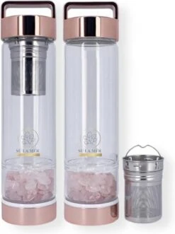Duurzame Waterfles Met Kristal - Roségoud - Roestvrij Staal - Rozenkwarts Edelstenen - Verrijkt En Verzacht Water - Inclusief Thee/fruit Infuser - Edelstenen - 550 Ml - Waterfles - Drinkfles -Barbecues Verkoopwinkel 896x1200 4