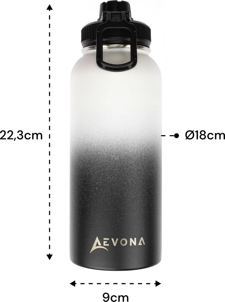 Aevona Waterfles Met Rietje - Thermosfles - Incl 2 Doppen - RVS - 1 Liter 3 Aevona Waterfles Met Rietje - Thermosfles - Incl 2 Doppen - RVS - 1 Liter - Afbeelding 3