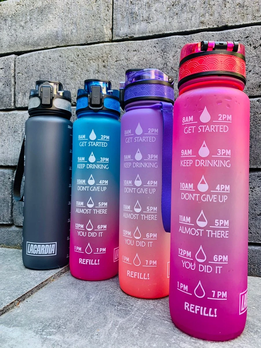 LaCardia Motivatie Waterfles Grijs - 1 Liter Drinkfles - Waterfles Met Tijdmarkering - Grijs 9 LaCardia Motivatie Waterfles Grijs - 1 Liter Drinkfles - Waterfles Met Tijdmarkering - Grijs - Afbeelding 9