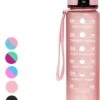 Seniq Motivatie Waterfles - 1 Liter - Drinkfles Met Tijdmarkering - Rietje - Roze