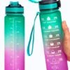 Migliore Drinkfles – Luxe Drinkfles Met Rietje – Waterfles 1 Liter – Water Bottle – Motivatie Waterfles Met Tijdmarkeringen - Ook In 600 Ml En 2 Liter