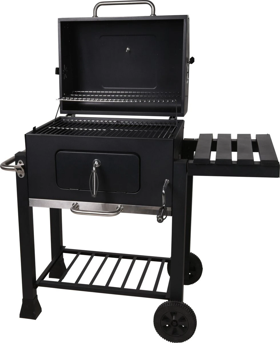 Houtskool BBQ Op Wielen + Tafel | Mat Zwart - X86000060 1 Houtskool BBQ Op Wielen + Tafel | Mat Zwart - X86000060